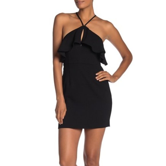 BCBGeneration Dresses & Skirts - NWT BCBGeneration Ruffle Keyhole Mini Dress Black